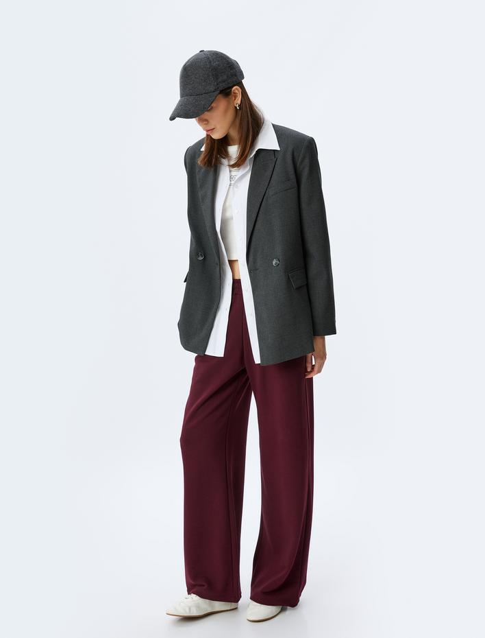  Geniş Paça Beli Lastikli Cepli Şardonlu Rahat Kalıp Eşofman Altı