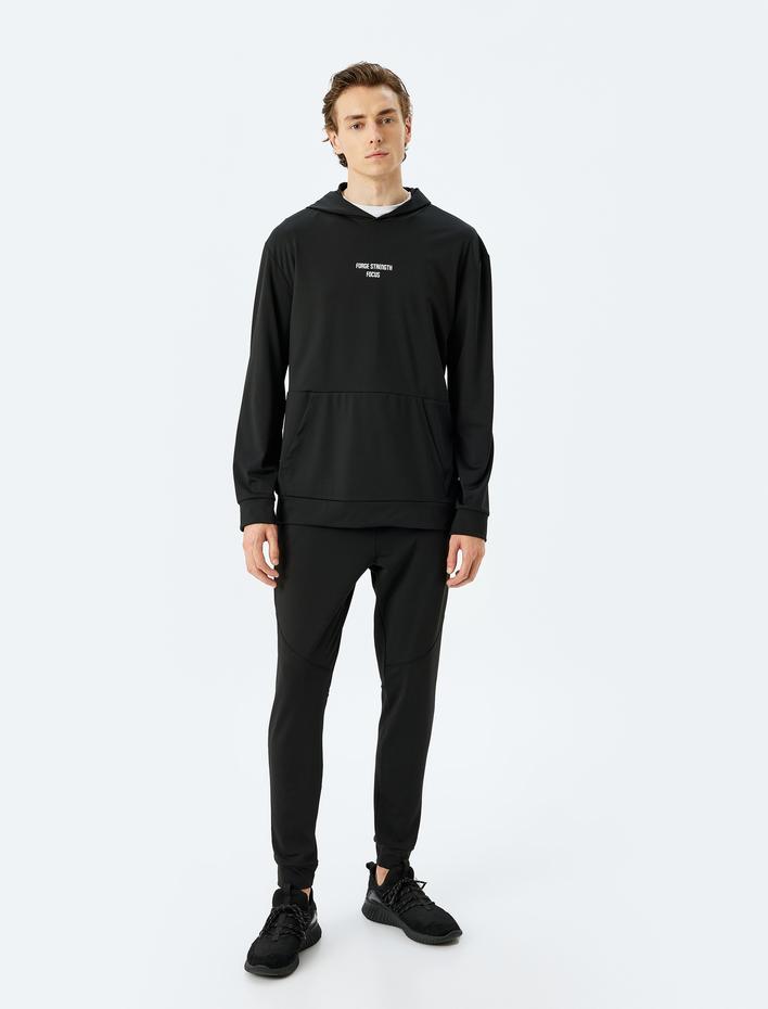  Beli Bağcıklı Slogan Baskılı Cepli Jogger Spor Eşofman Altı