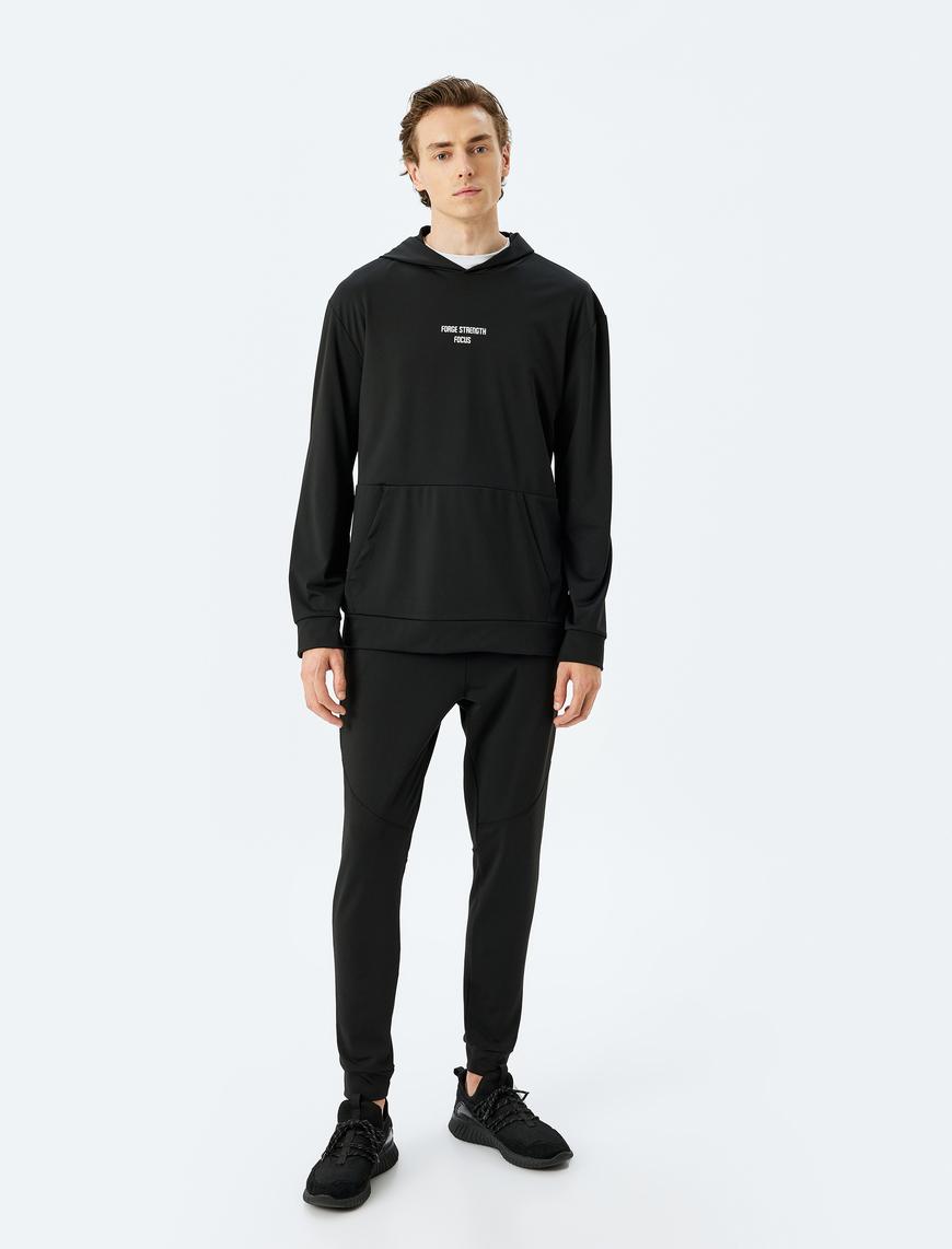   Beli Bağcıklı Slogan Baskılı Cepli Jogger Spor Eşofman Altı