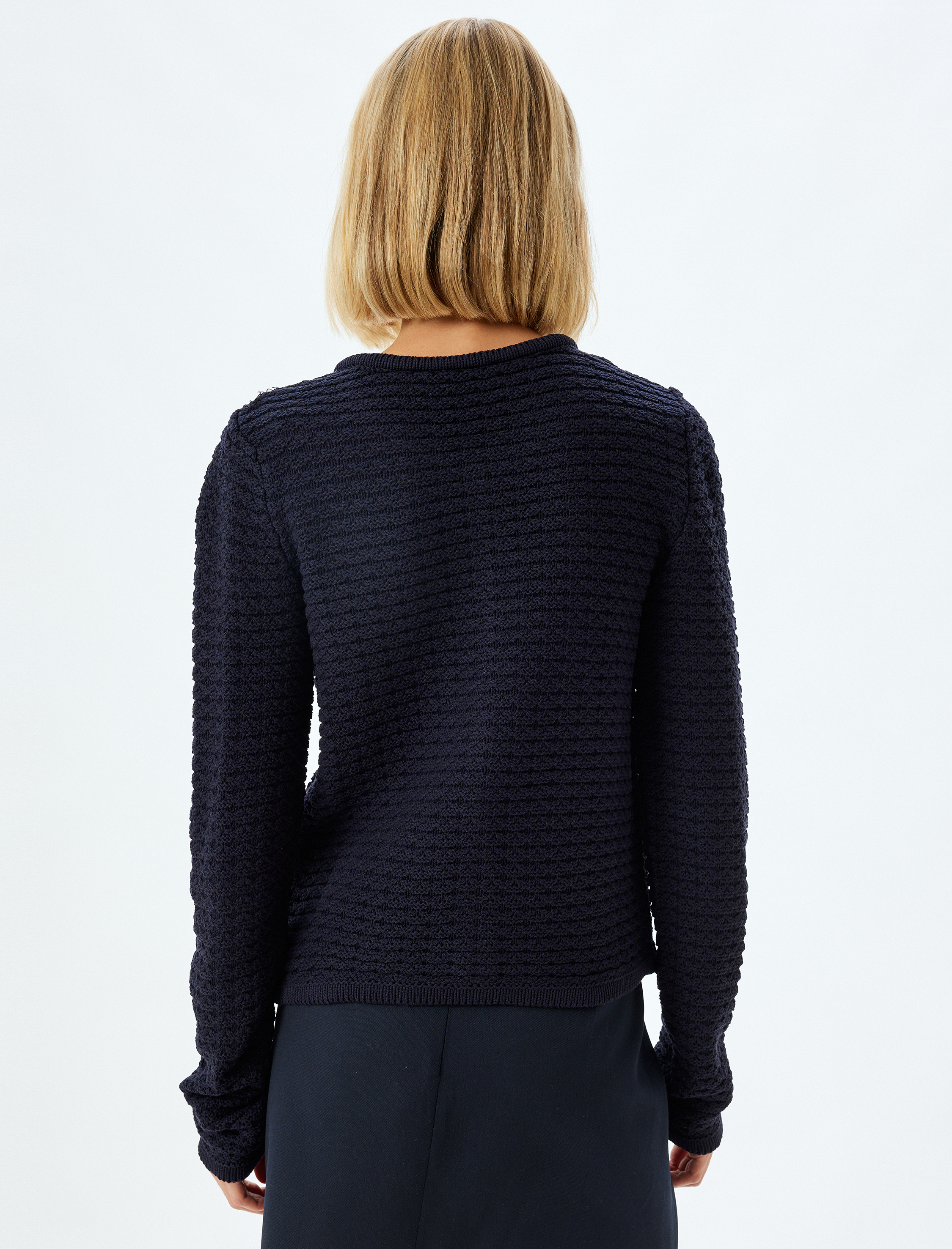   Örgü Hırka Yuvarlak Yaka Uzun Kollu Gold Düğmeli