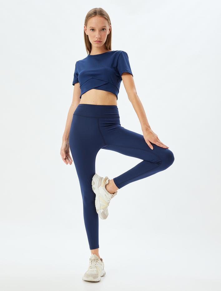  Spor Tayt Yüksek Bel Dikiş Detaylı Yumuşak Tuşe Dar Kalıp İnterlok