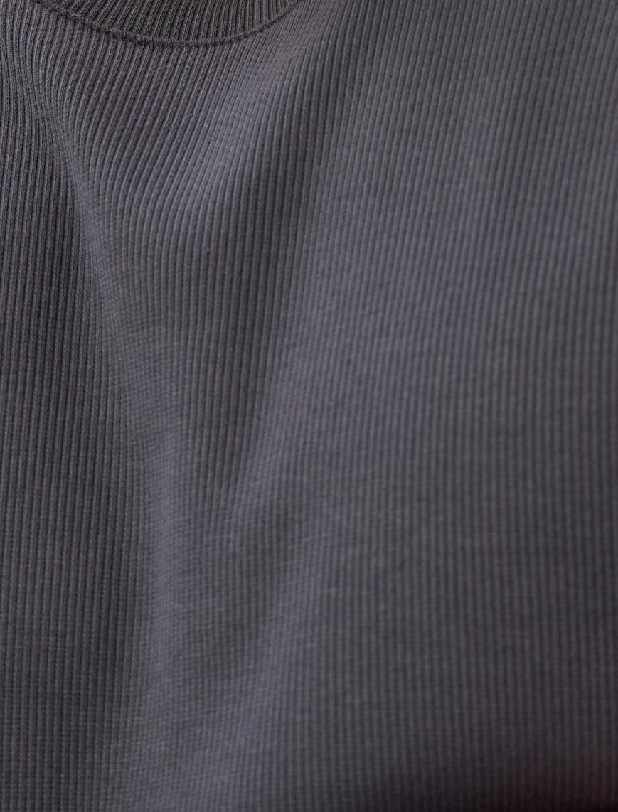   Slim Fit Tişört Bisiklet Yaka Uzun Kollu Kaşkorse Pamuklu