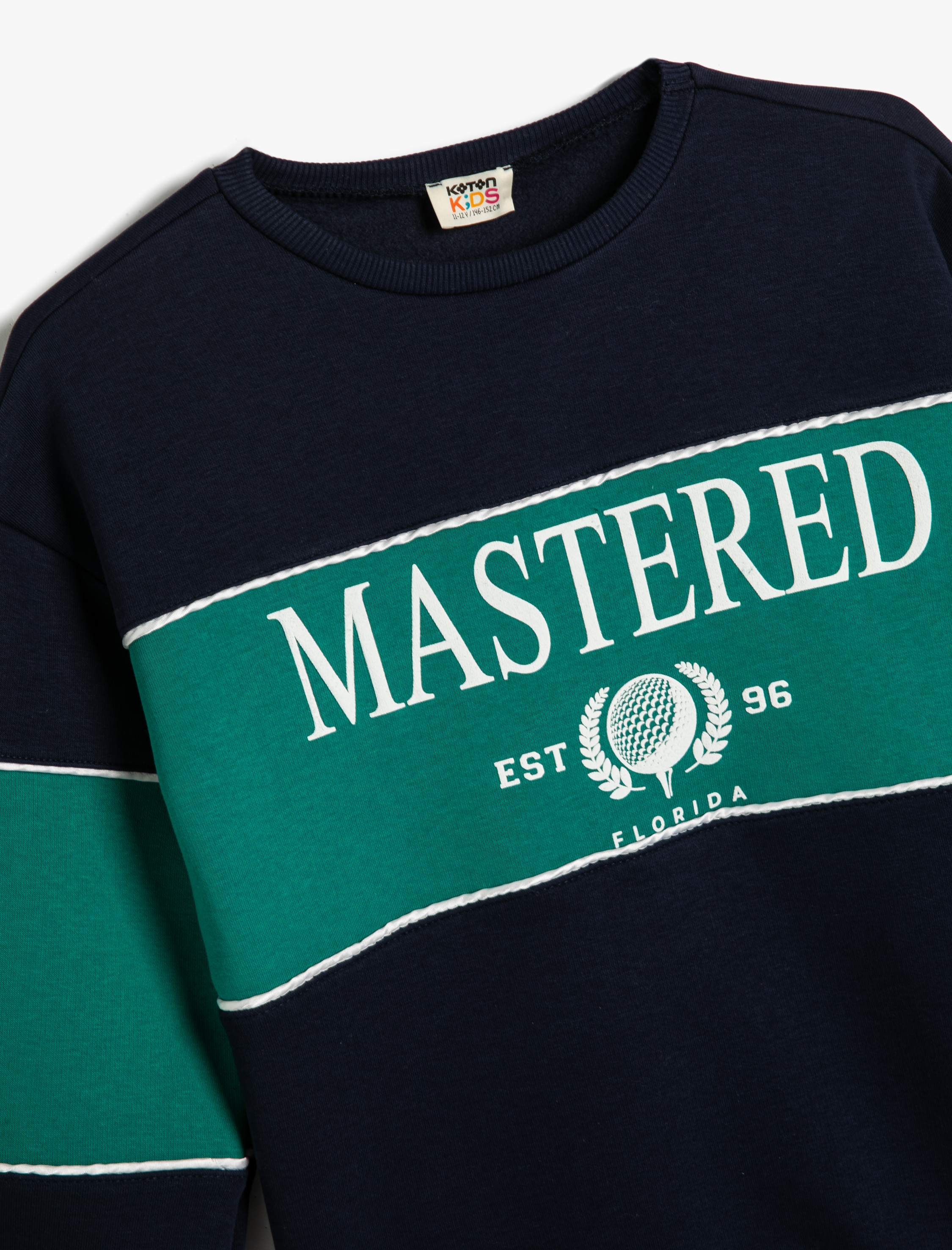  Kız Çocuk Sweatshirt Baskılı Bisiklet Yaka Şardonlu Renk Bloklu