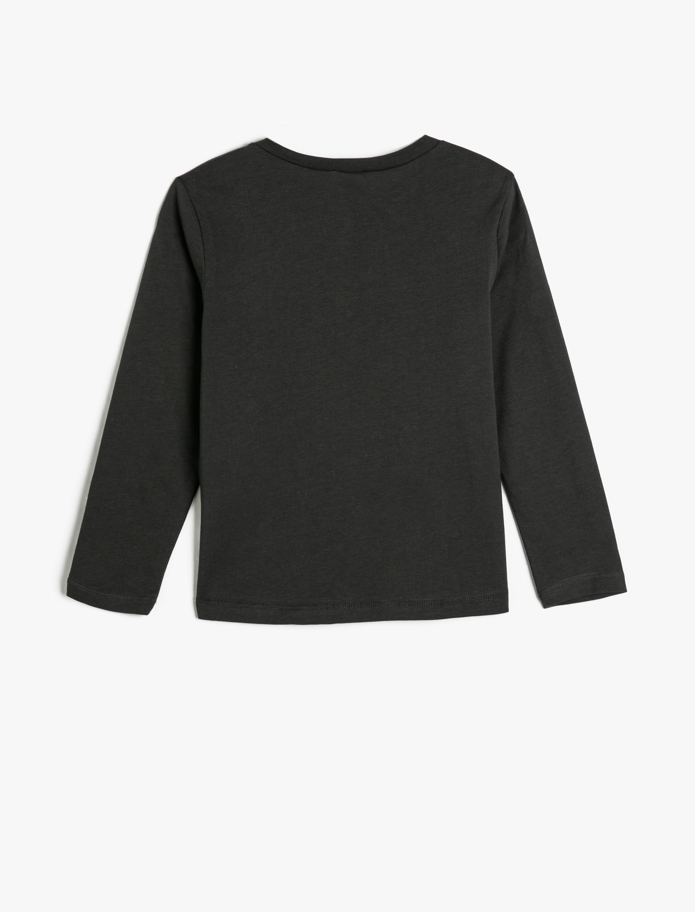  Kız Çocuk Kedi Baskılı Uzun Kollu Bisiklet Yaka Pamuklu Tişört