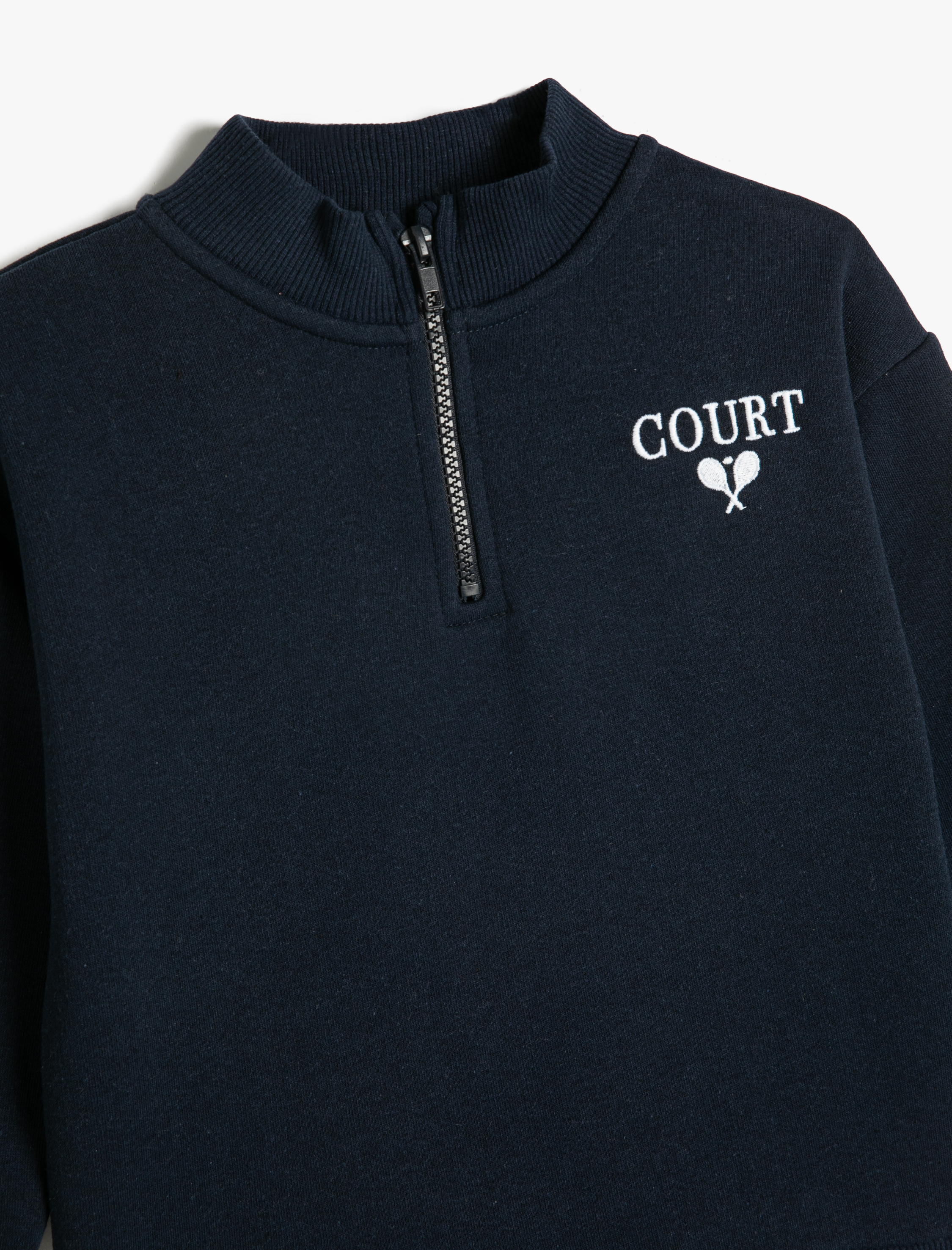  Erkek Çocuk Sweatshirt Dik Yaka Yarım Fermuarlı Uzun Kollu Şardonlu