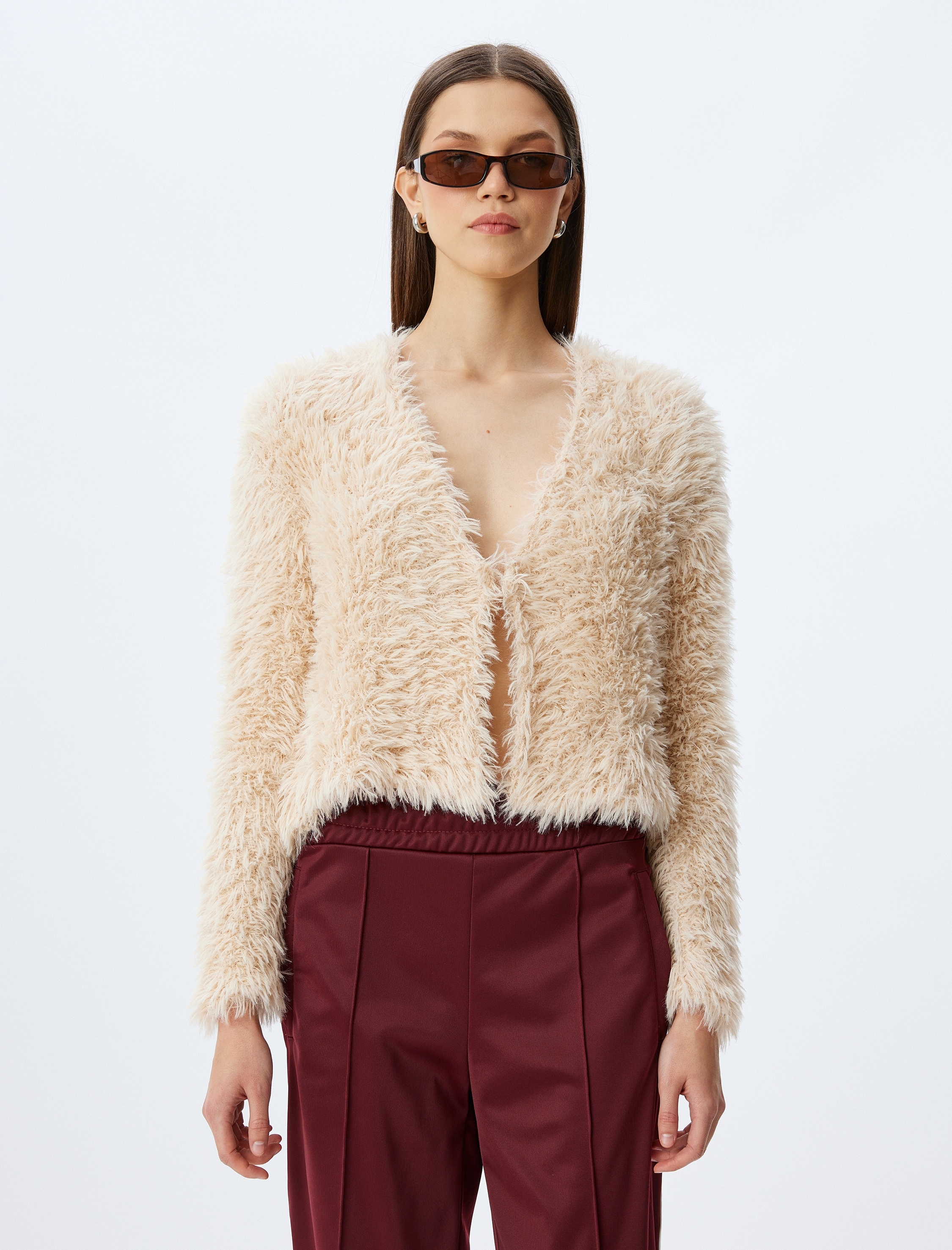   Koton X İnji -  Bağlama Detaylı Peluş Hırka