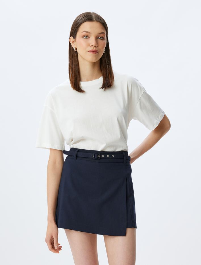  Basic Bisiklet Yaka Kısa Kollu Pamuklu Kadın Tişört