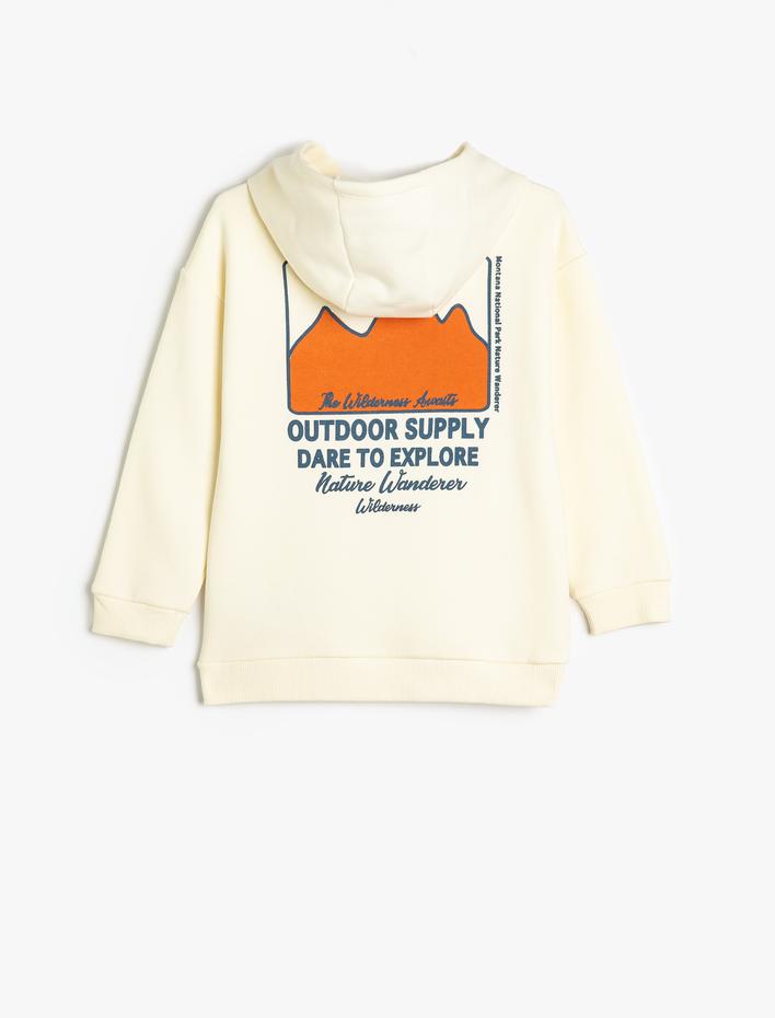 Erkek Çocuk Uzun Kollu Kapşonlu Sweatshirt Baskı Detaylı Şardonlu