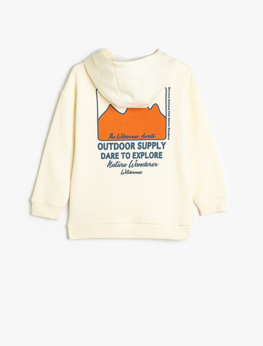  Erkek Çocuk Uzun Kollu Kapşonlu Sweatshirt Baskı Detaylı Şardonlu