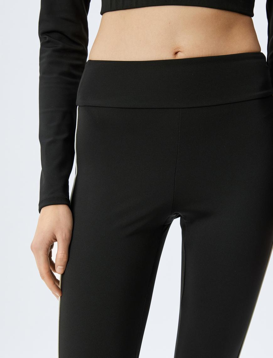  İspanyol Paça Spor Tayt Biyeli Slim Fit İnterlok