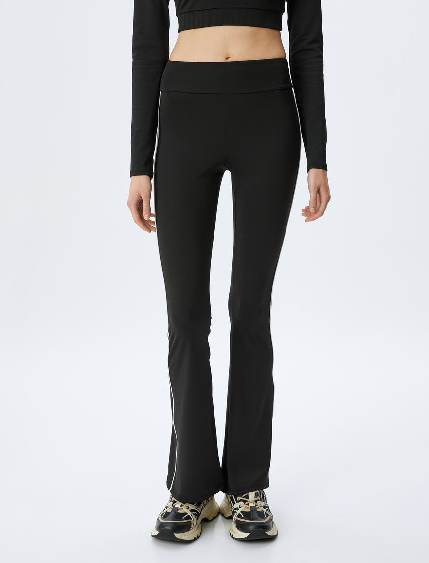  İspanyol Paça Spor Tayt Biyeli Slim Fit İnterlok