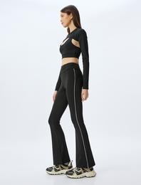 İspanyol Paça Spor Tayt Biyeli Slim Fit İnterlok