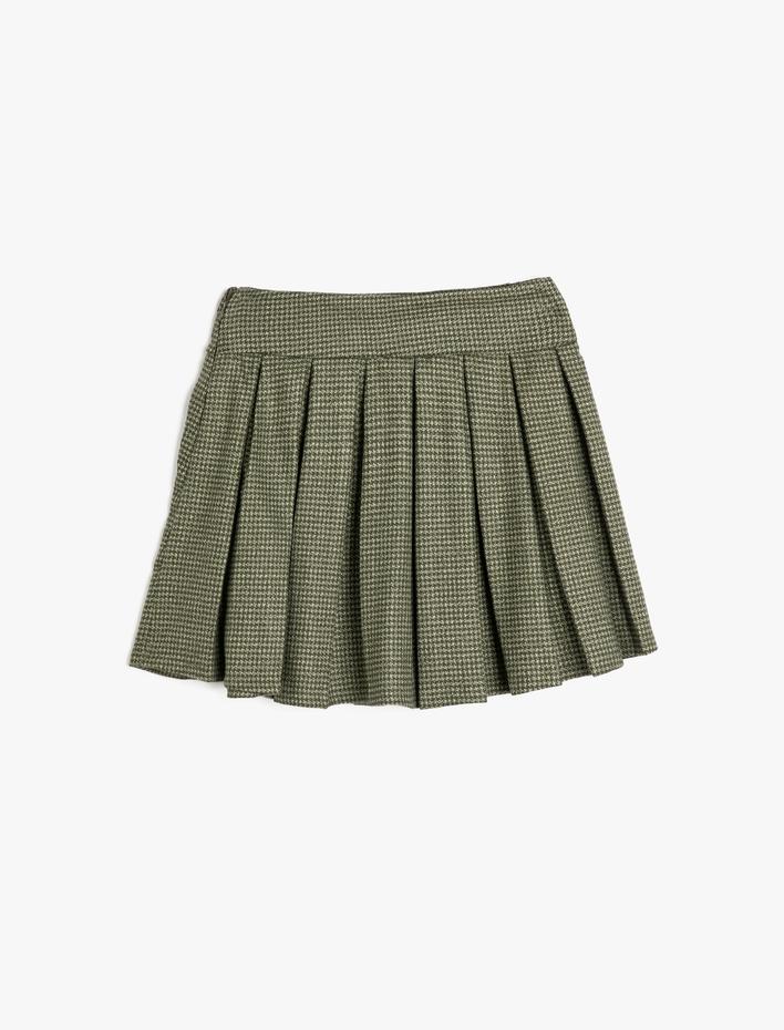 Kız Çocuk Kemer Detaylı Viskon Karışımlı Pileli Etek