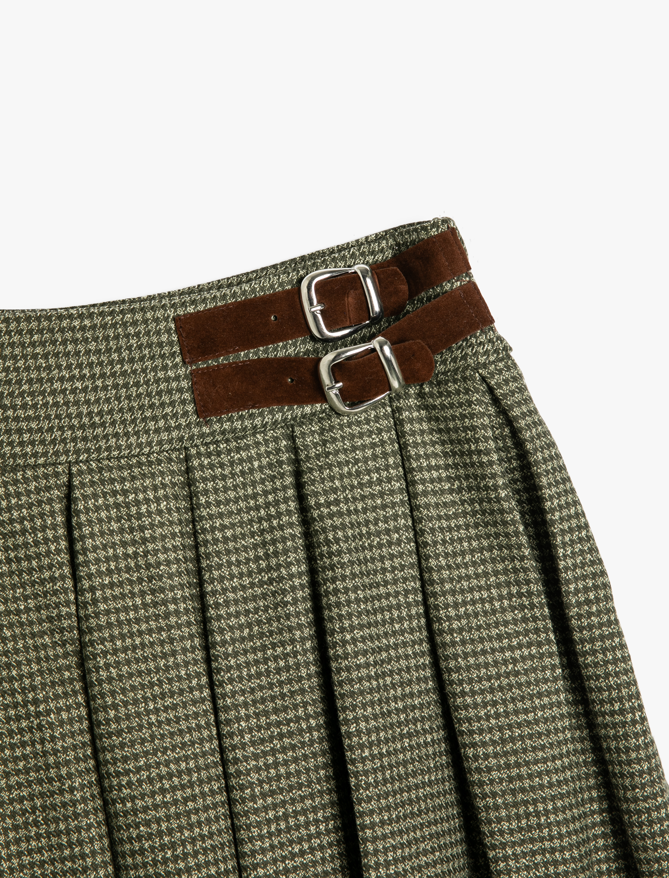  Kız Çocuk Kemer Detaylı Viskon Karışımlı Pileli Etek