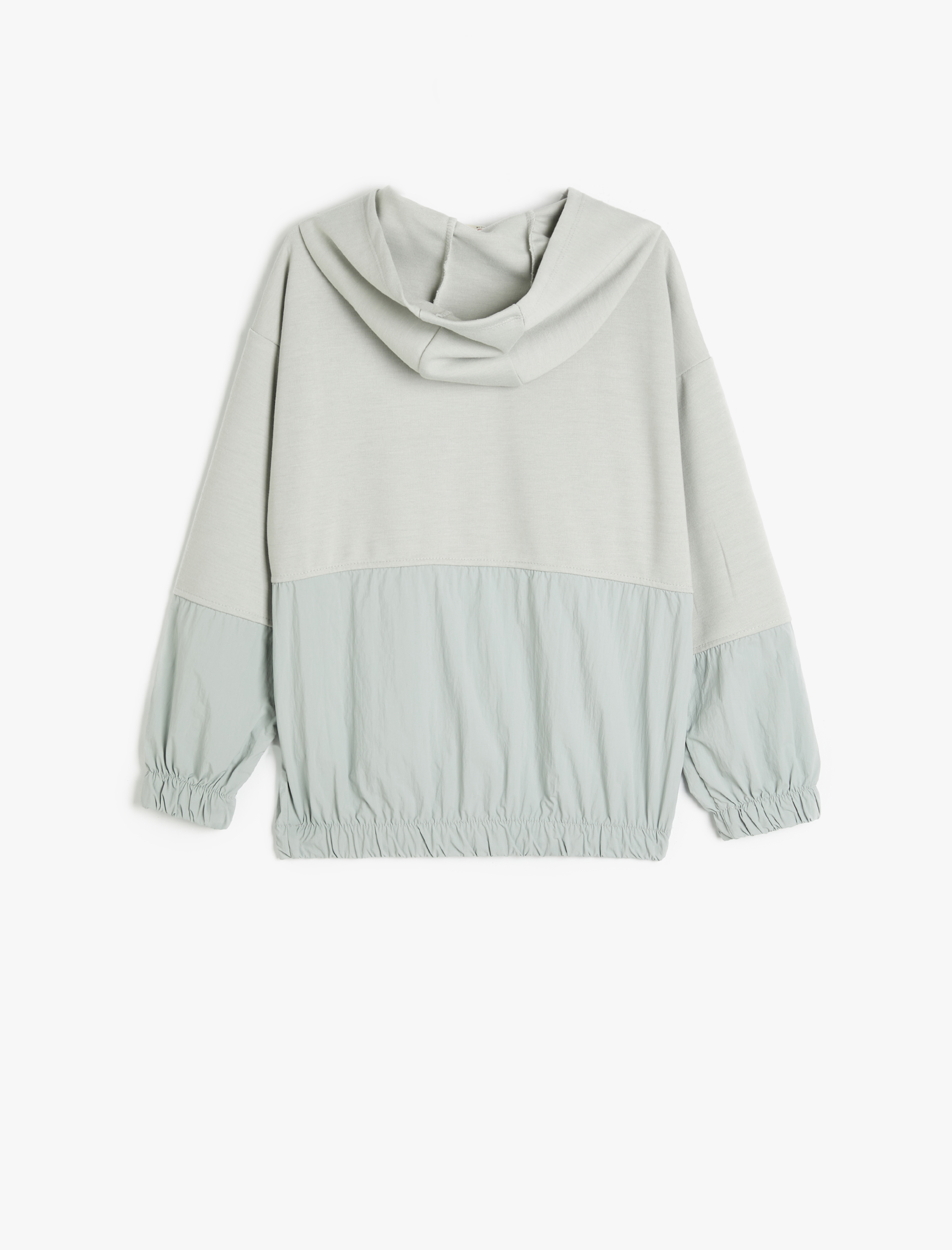  Kız Çocuk Oversize Kapşonlu Sweat Uzun Kollu Kanguru Cepli Paraşüt Kumaş Detaylı