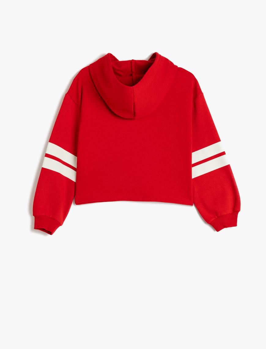  Kız Çocuk Kapşonlu Snoopy Baskılı Uzun Kollu Pamuklu Şardonlu Sweatshirt