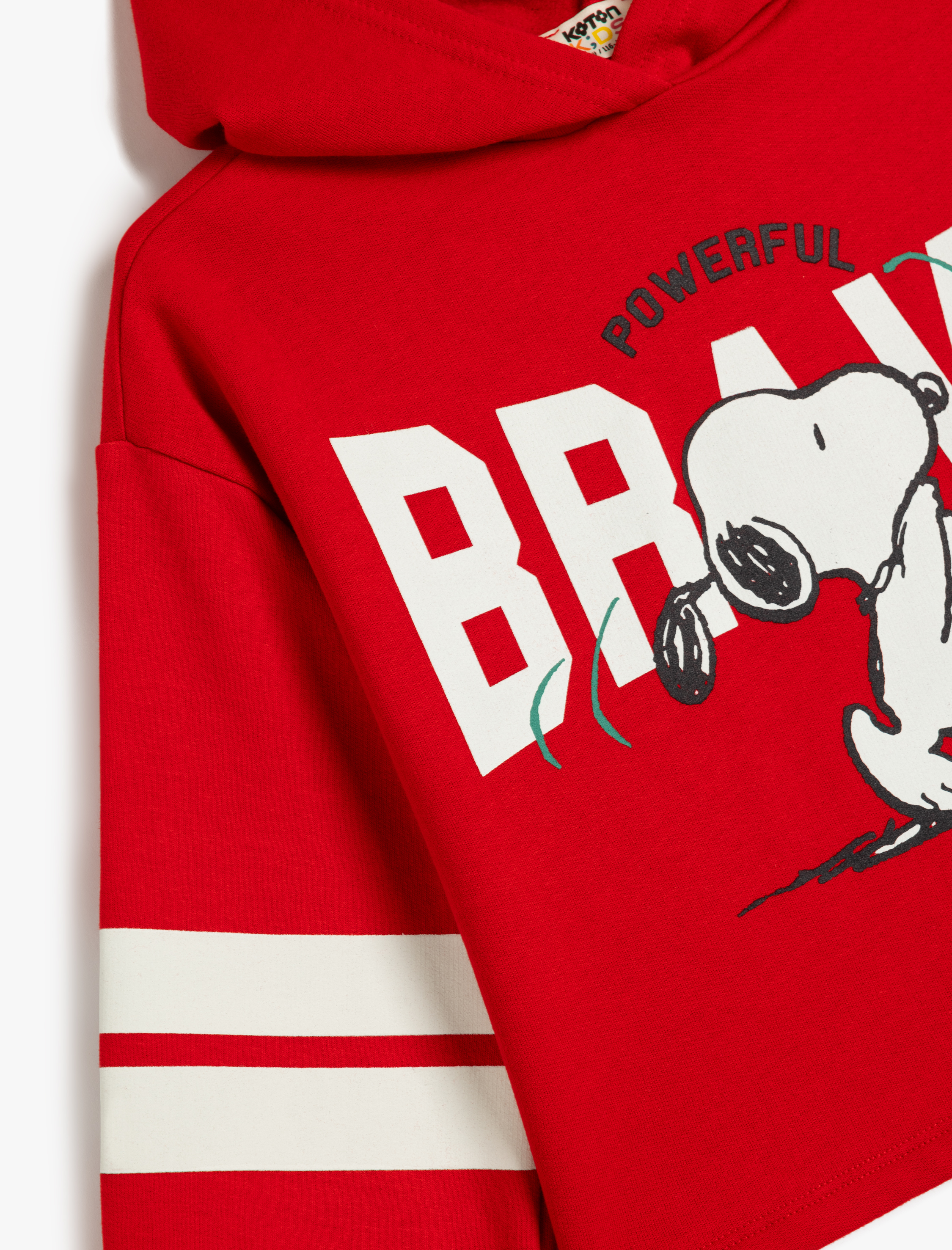  Kız Çocuk Kapşonlu Snoopy Baskılı Uzun Kollu Pamuklu Şardonlu Sweatshirt