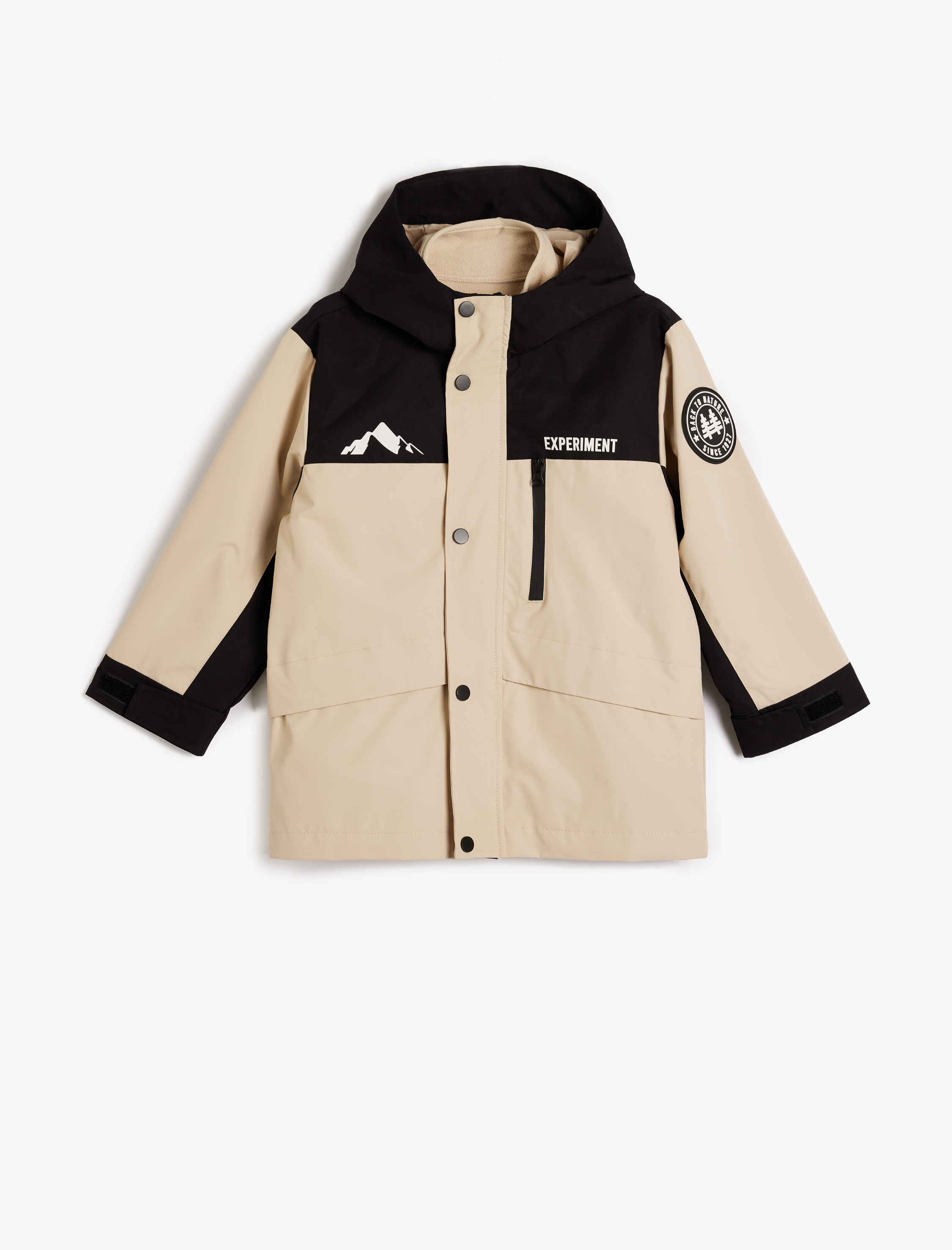  Erkek Çocuk Kapşonlu Cep Detaylı Rüzgar Kapaklı Su İtici Kayak Montu ve Polar Yelek