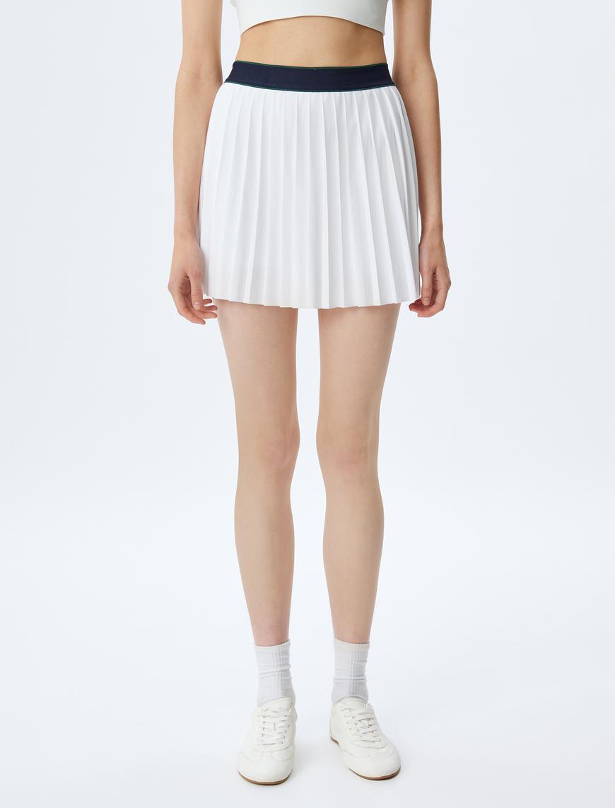   Slim Fit Pileli Şortlu Tenis Eteği