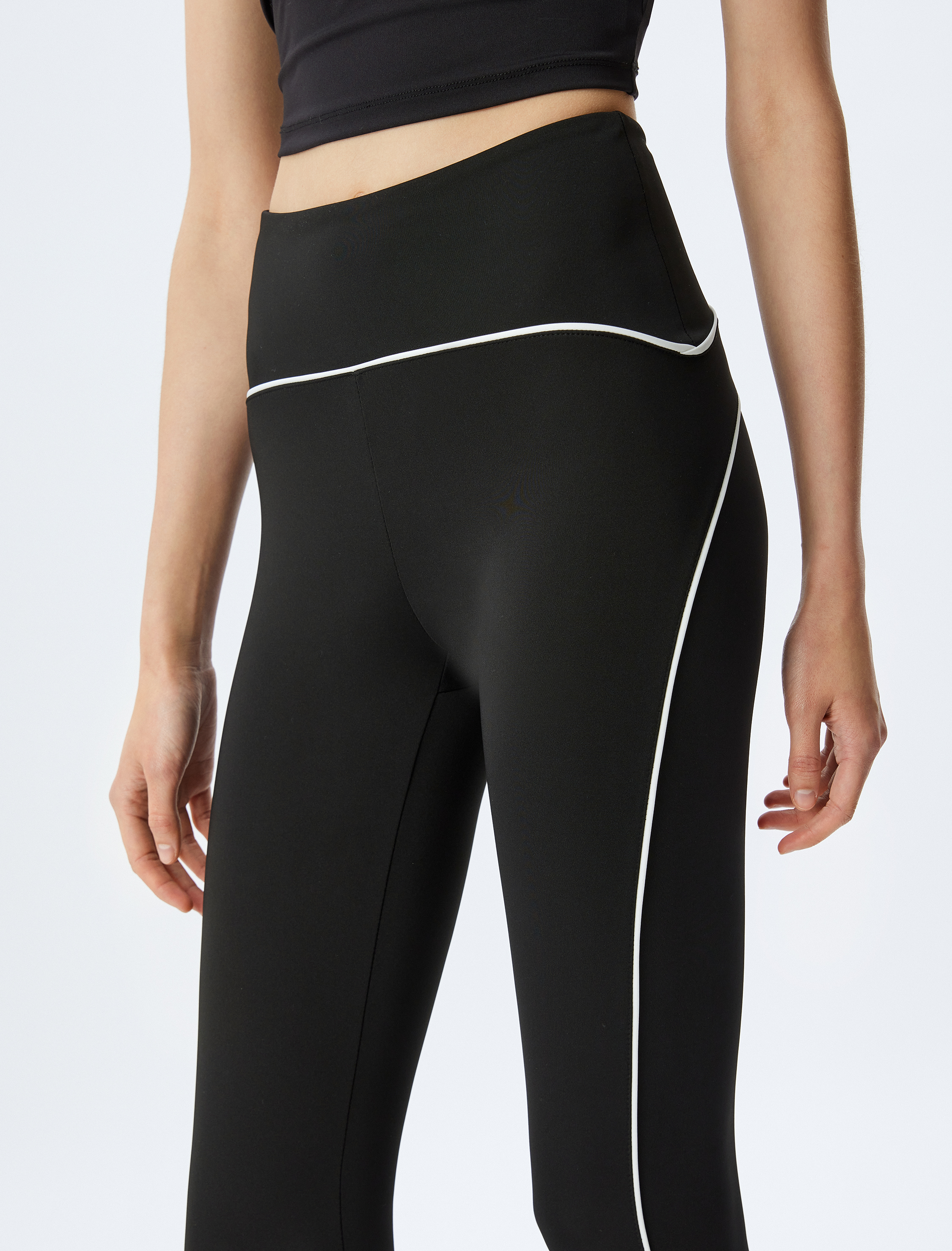   Yüksek Bel Biyeli Slim Fit Spor Tayt İnterlok