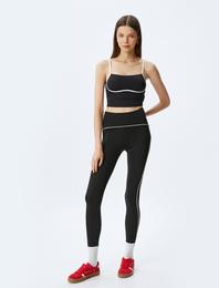Yüksek Bel Biyeli Slim Fit Spor Tayt İnterlok