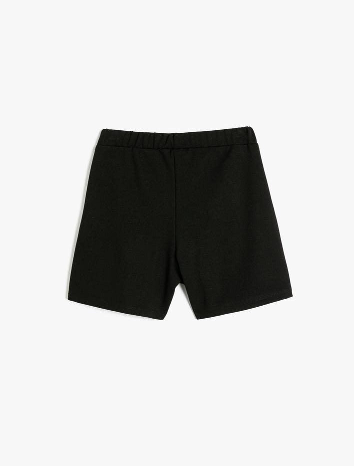 Kız Çocuk Fiyonk Baskılı Beli Lastikli Pamuk Karışımlı Viskon Karışımlı Şort Etek