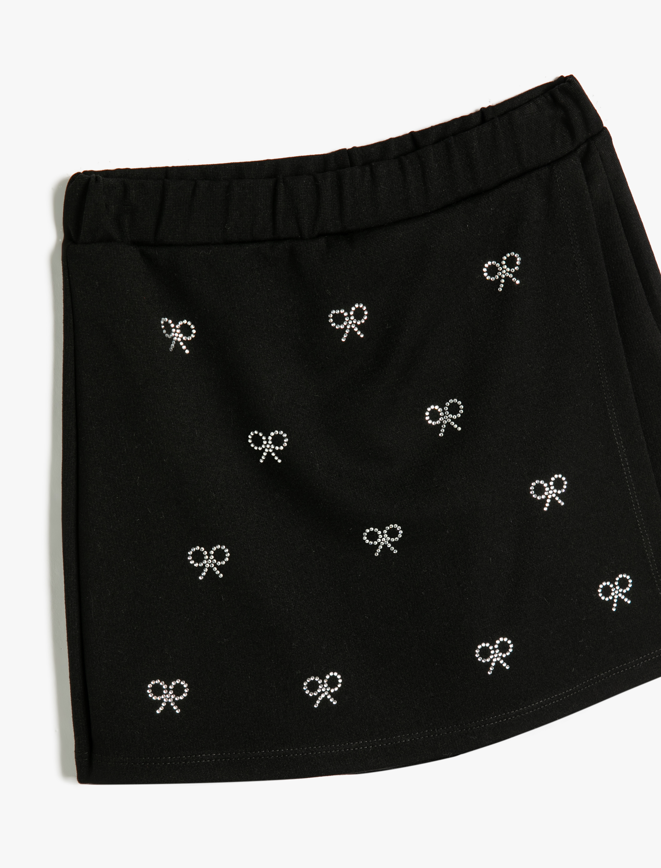  Kız Çocuk Fiyonk Baskılı Beli Lastikli Pamuk Karışımlı Viskon Karışımlı Şort Etek