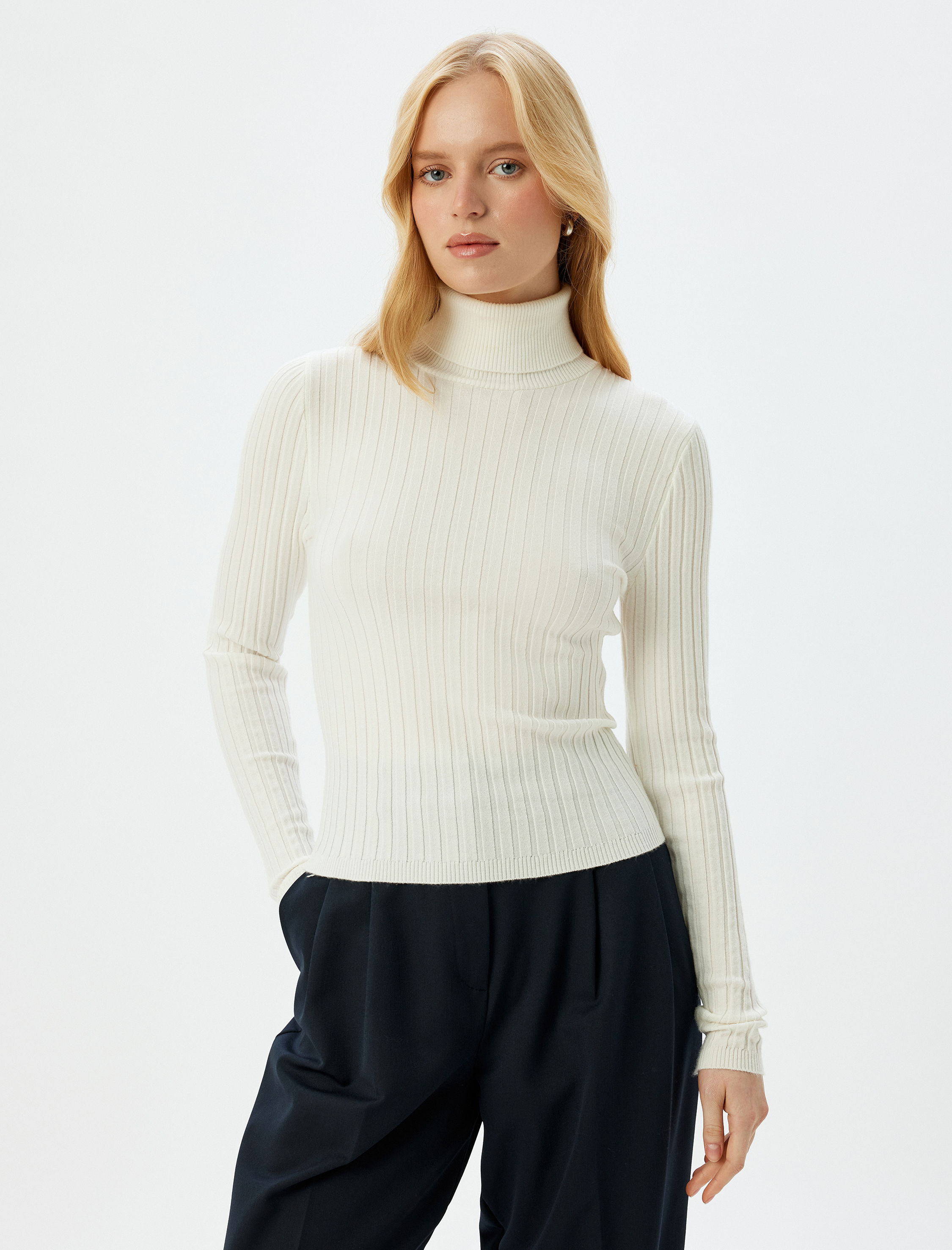   Balıkçı Yaka Triko Kazak Uzun Kollu Slim Fit