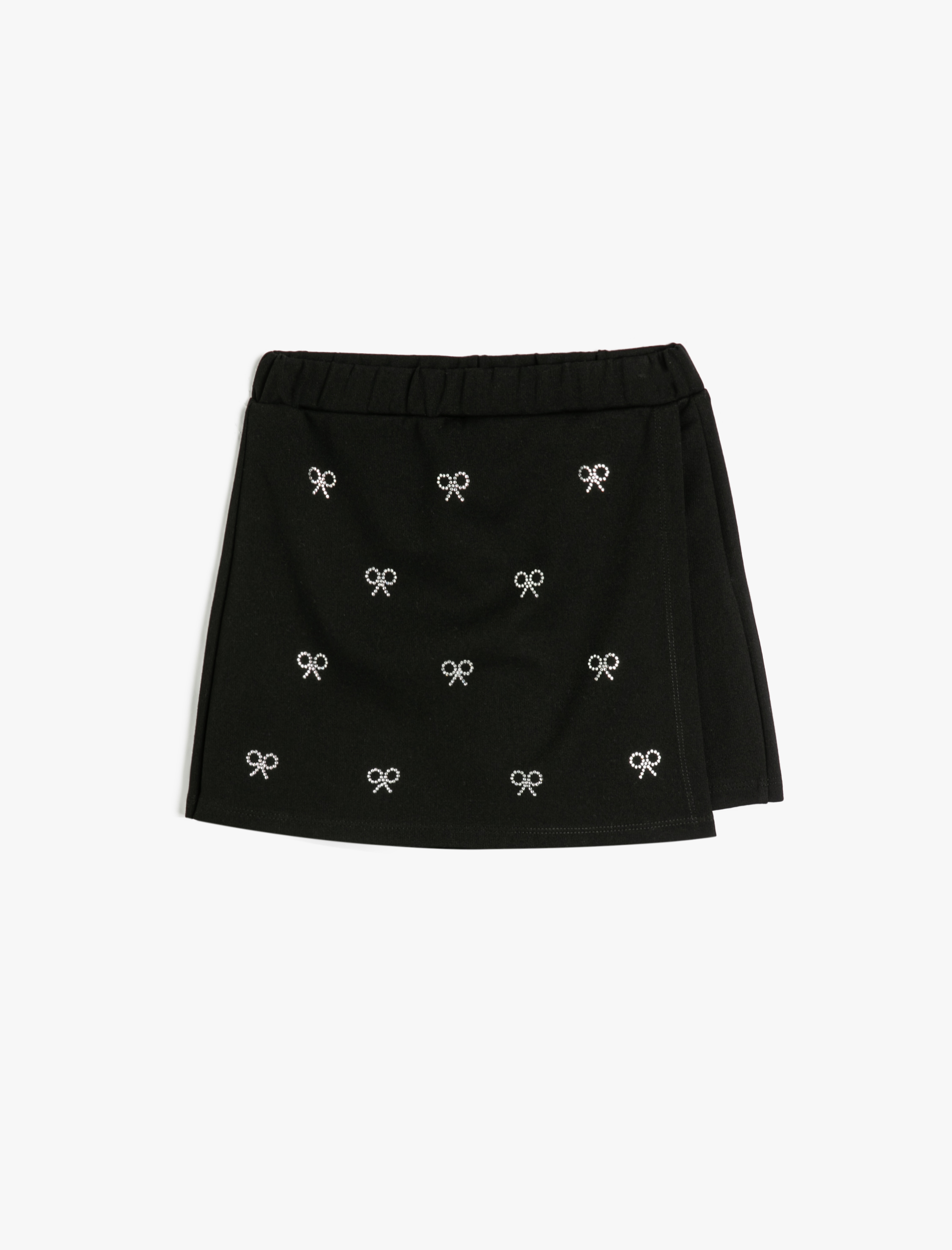  Kız Çocuk Fiyonk Baskılı Beli Lastikli Pamuk Karışımlı Viskon Karışımlı Şort Etek