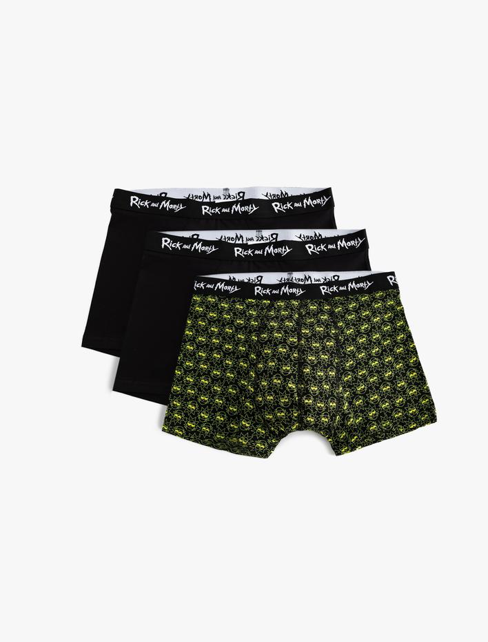  Pamuklu Lisanslı Rick and Morty 3'lü Boxer Seti