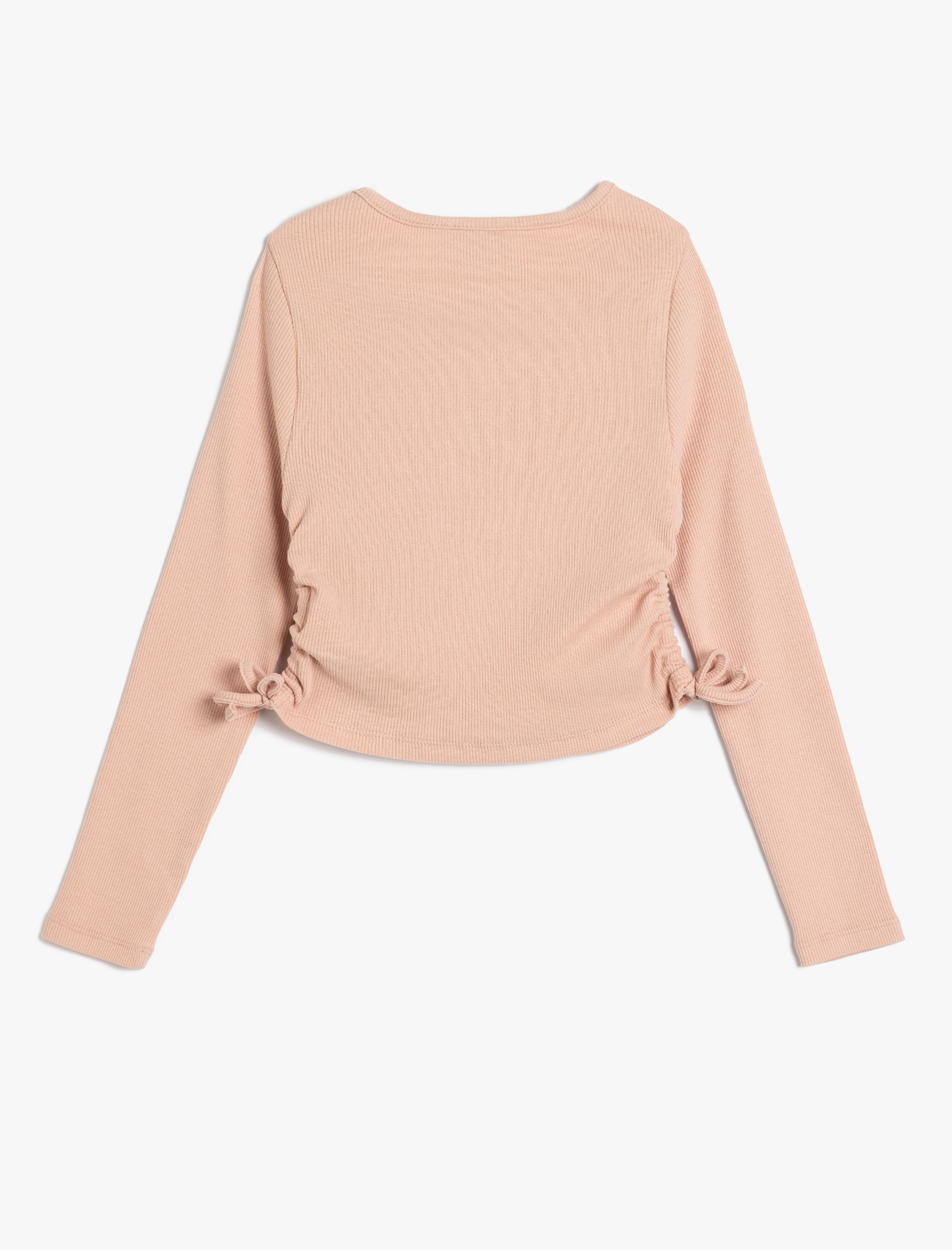  Kız Çocuk Pamuklu Köpek Baskılı Yanları Büzgülü Uzun Kollu Tişört