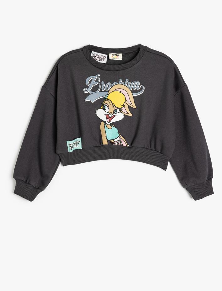 Kız Çocuk Lola Bunny Sweatshirt Lisanslı Uzun Kollu Şardonlu Pamuklu