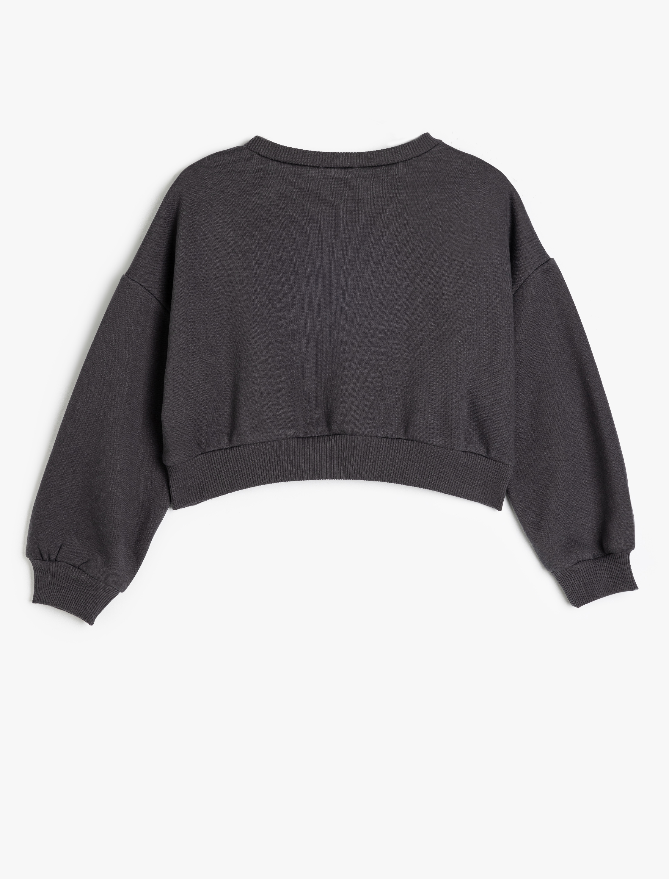  Kız Çocuk Sweatshirt Köpek Baskılı Bisiklet Yaka Uzun Kollu Şardonlu Pamuklu