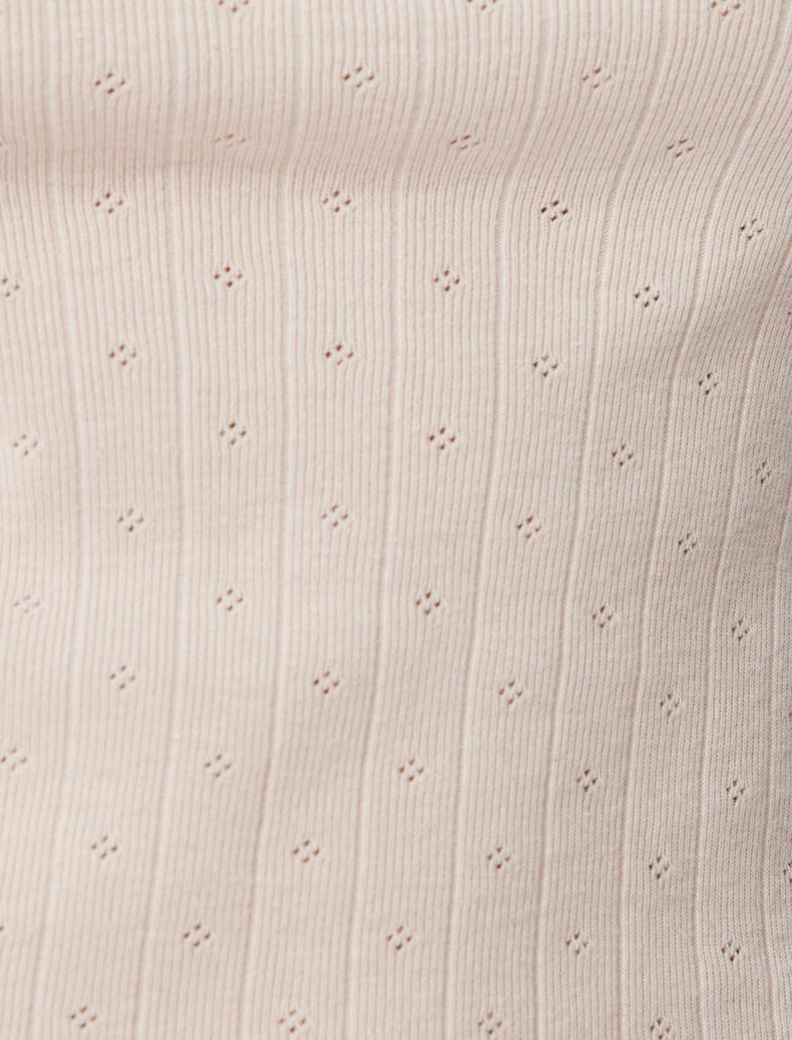   Pamuklu Örme Crop Askılı Pijama Üstü