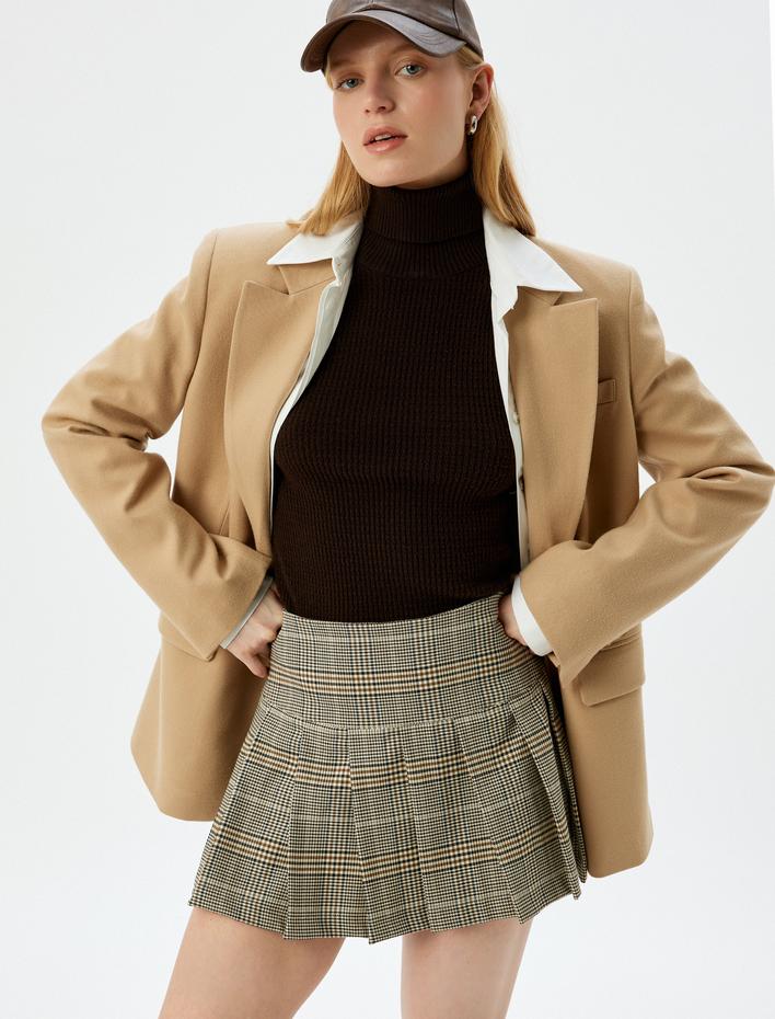  Standart Bel Mini Pileli Ekose Etek