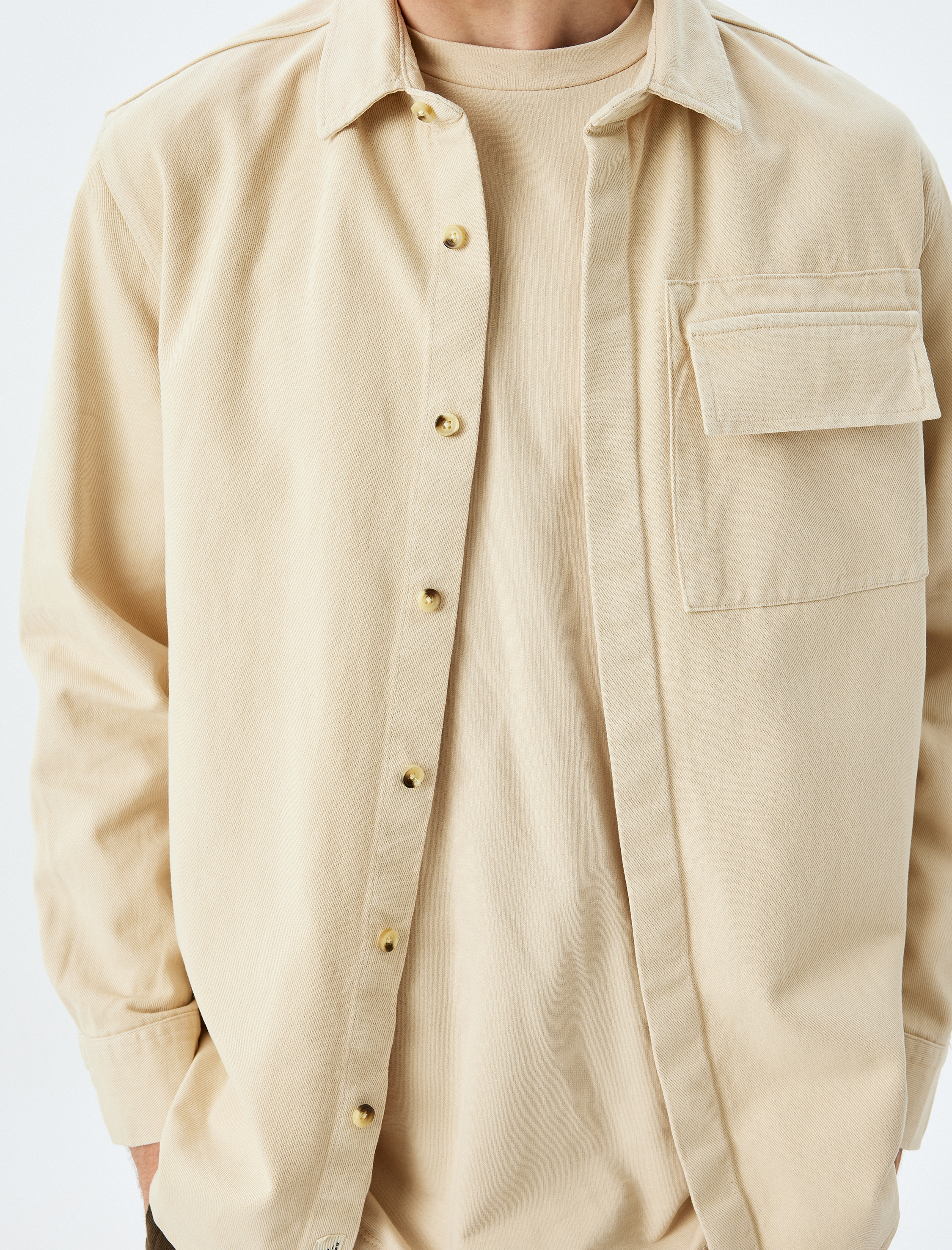   Kapaklı Cep Detaylı Regular Fit Pamuklu Uzun Kollu Gömlek