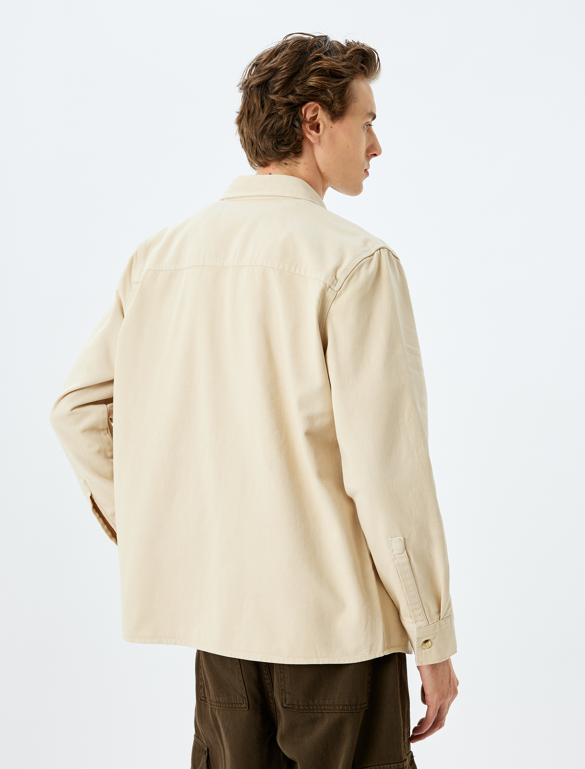   Kapaklı Cep Detaylı Regular Fit Pamuklu Uzun Kollu Gömlek