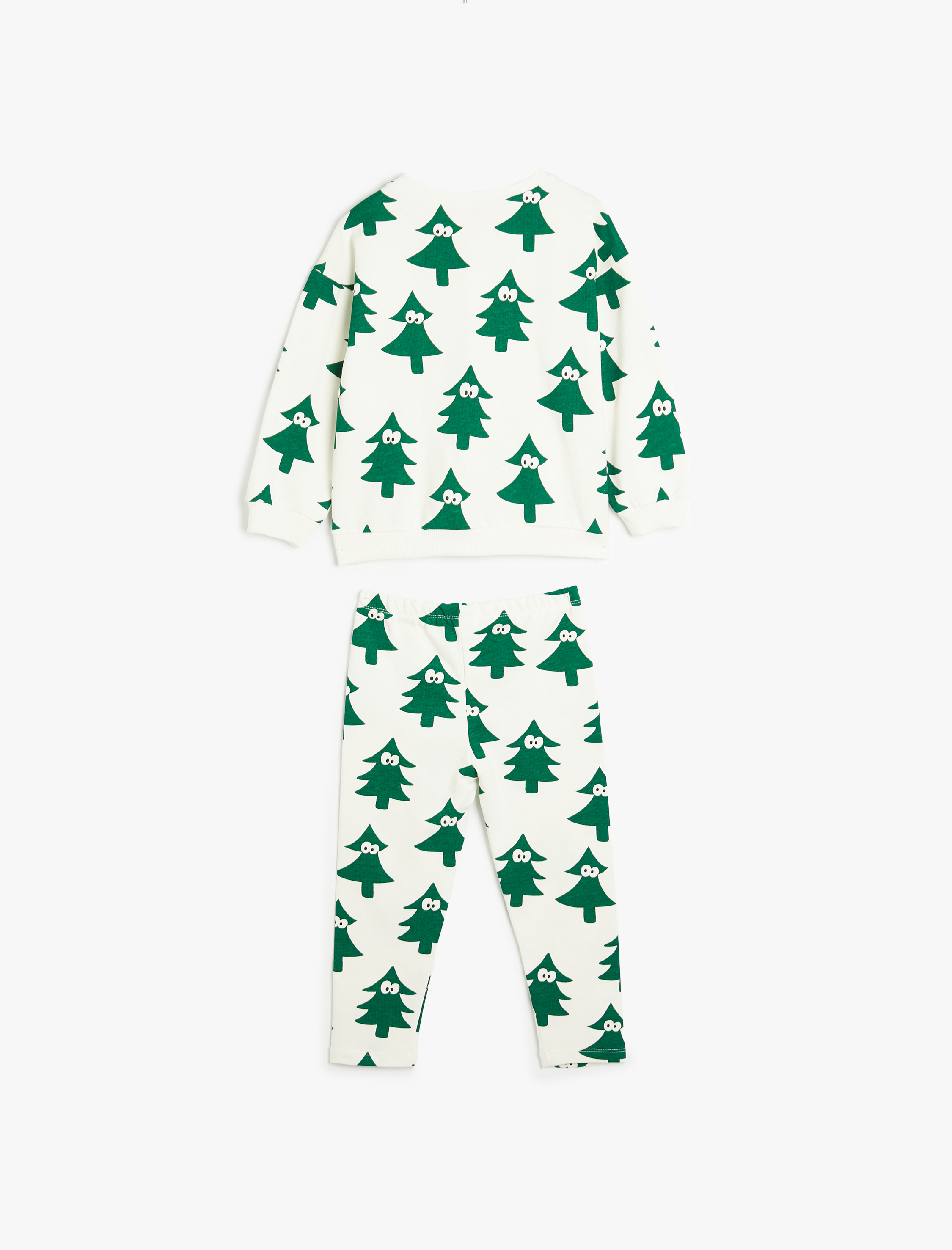  Erkek Bebek Yılbaşı Ağacı Baskılı Pamuklu Şardonlu Eşofman Takımı
