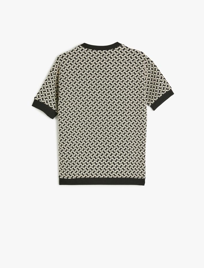 Erkek Çocuk Örme Jakarlı Kısa Kollu Bisiklet Yaka Sweatshirt