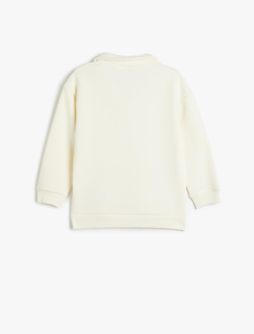  Erkek Çocuk Polo Yaka Sweatshirt Köpek Baskılı Uzun Kollu Şardonlu