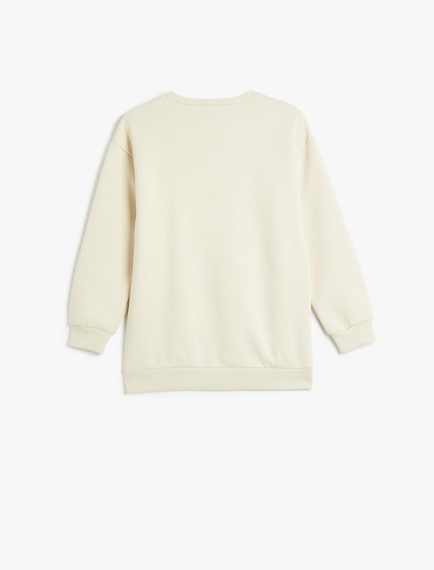  Erkek Çocuk Basic Sweatshirt Şardonlu Bisiklet Yaka Baskı Detaylı