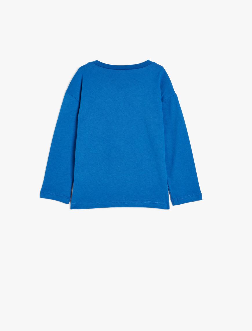  Erkek Bebek Pamuklu Lisanslı Snoopy Baskılı Uzun Kollu Sweatshirt