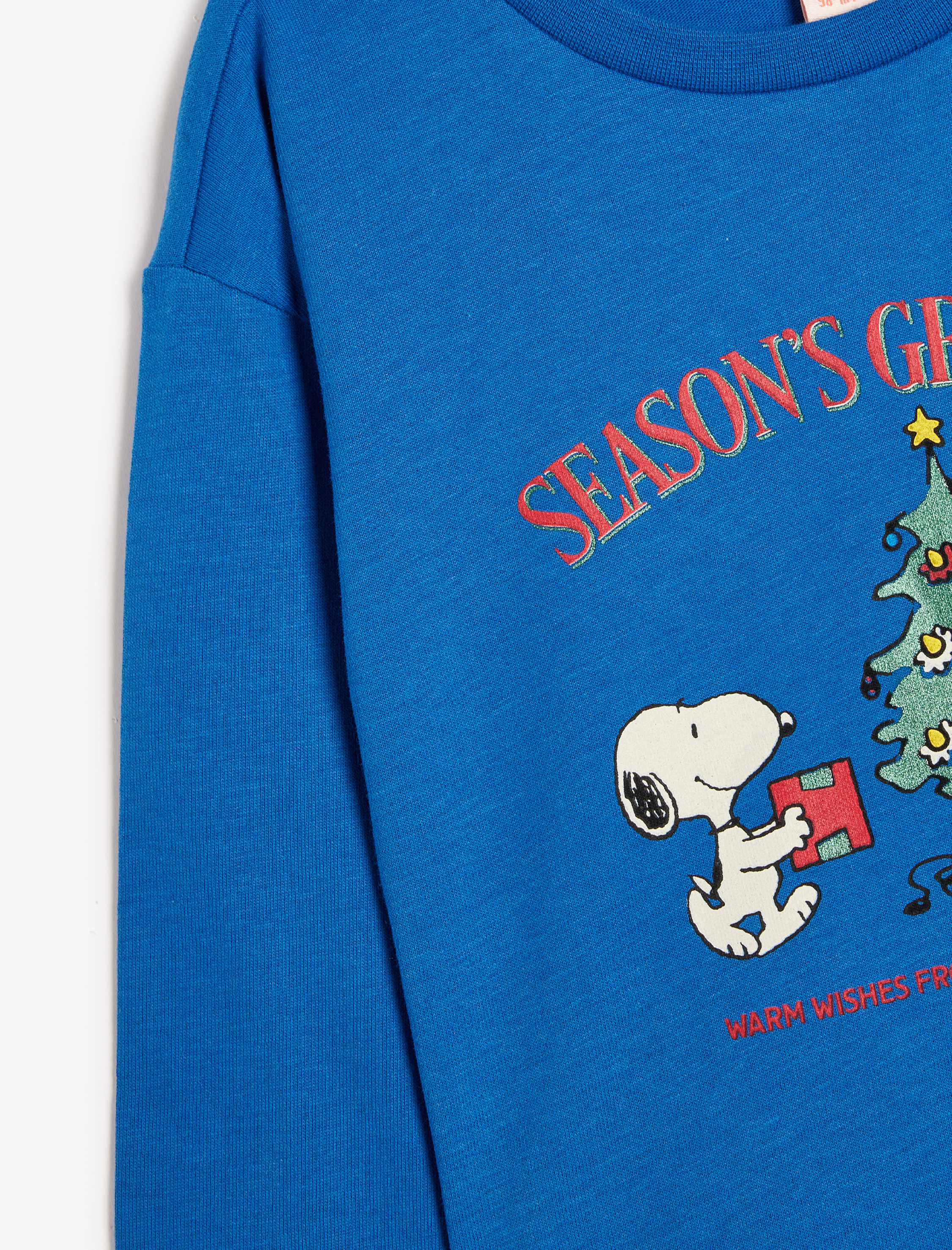  Erkek Bebek Pamuklu Lisanslı Snoopy Baskılı Uzun Kollu Sweatshirt