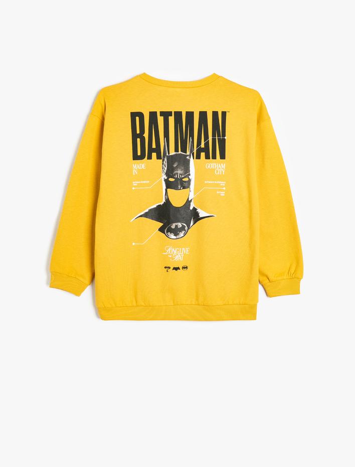 Erkek Çocuk Bisiklet Yaka Uzun Kollu Lisanslı Pamuklu Şardonlu Batman Sweatshirt