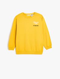 Bisiklet Yaka Uzun Kollu Lisanslı Pamuklu Şardonlu Batman Sweatshirt