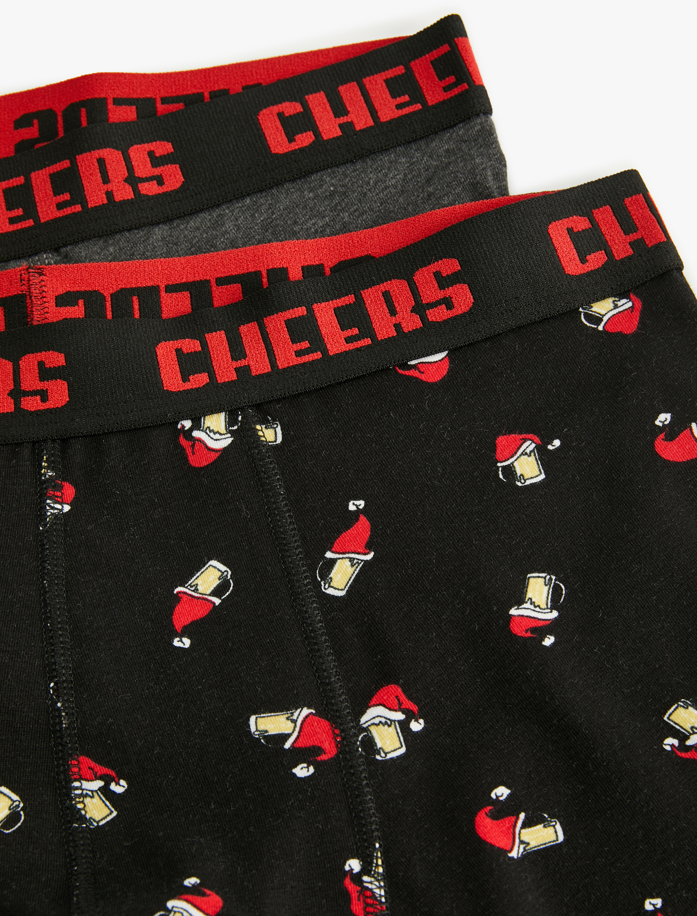   Skinny Fit Yılbaşı Temalı Pamuklu 2'li Boxer Seti