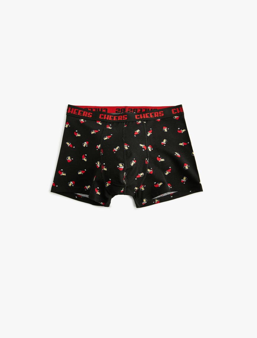   Skinny Fit Yılbaşı Temalı Pamuklu 2'li Boxer Seti