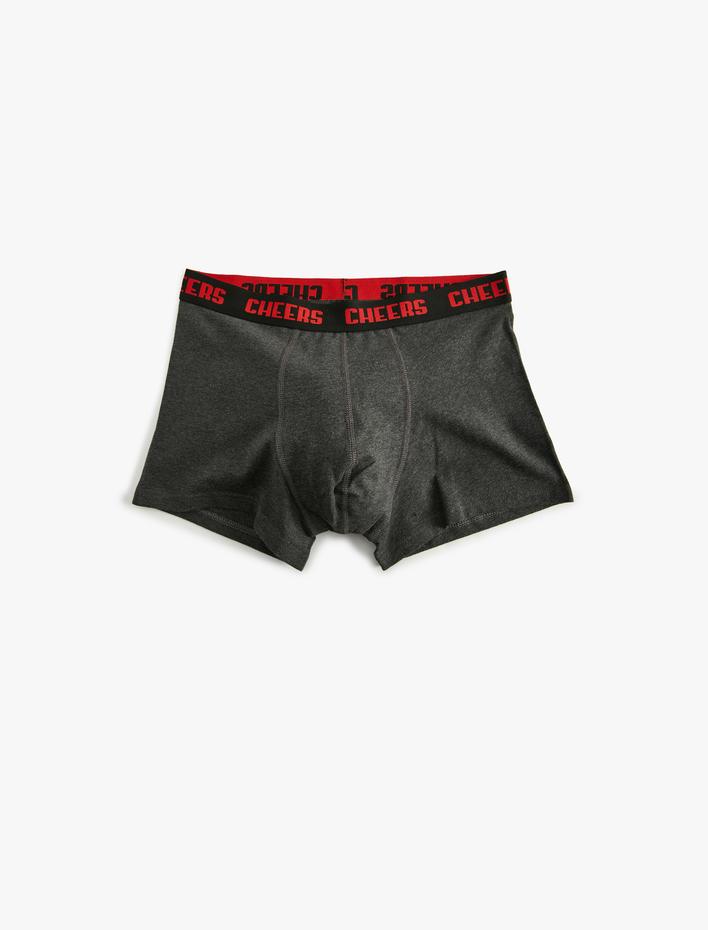  Skinny Fit Yılbaşı Temalı Pamuklu 2'li Boxer Seti