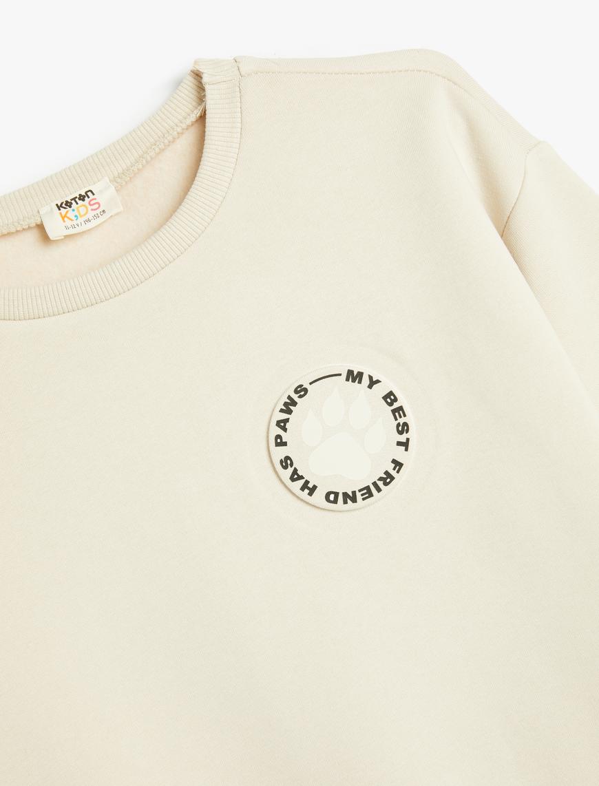  Erkek Çocuk Basic Sweatshirt Şardonlu Bisiklet Yaka Baskı Detaylı