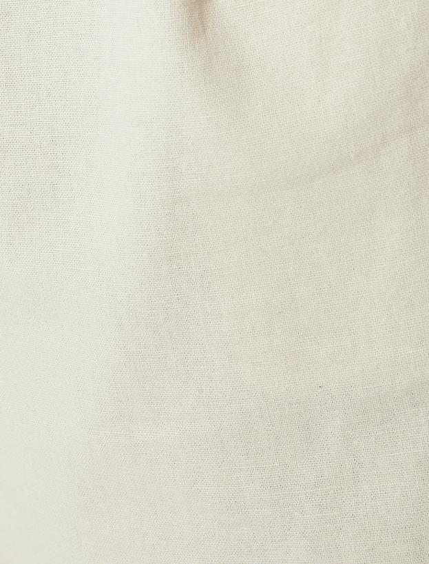Keten Karışımlı Şort Yazlık Bermuda Chino Cep Detaylı_5